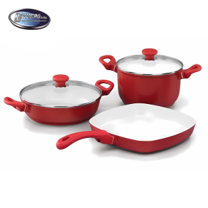 CACEROLA SERAVITA SET DE 5 PZAS ROJO CERAMICA