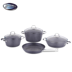 JUEGO DE OLLAS RECUBRIMEINTO CERAMICO NEA GRIS PLOMO SET DE 7 PIEZAS